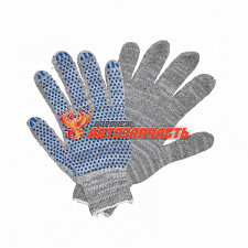 Перчатки хлопчатобумажные с ПВХ 10 класс 5 нитей /точка СЕРЫЕ/