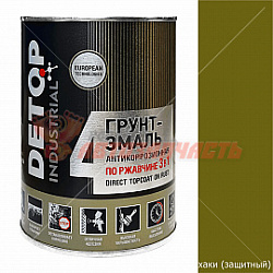 Грунт-эмаль №4 по ржавчине 3в1 хаки (защитная) INDUSTRIAL DETOP (750мл)