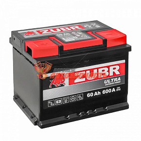 Аккумуляторная батарея  60Ah прямой (600A) ZUBR ULTRA (242х175х190)