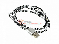 Кабель USB Type-C прямой, 1m, в оплетке, серебро /TPC-UС1S/