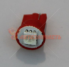Лампа светодиодная 12V W5W T10 красный квадрат -5050-1SMD-A 12V COLOR Red