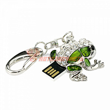 Флешка сувенирная 8gb Flash Лист лягушка со стразами