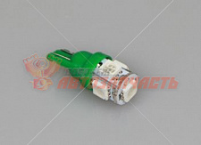 Лампа светодиодная 12V W5W T10 зеленый 5 квадратов (12V COLOR G) 