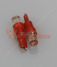 Лампа светодиодная 12V W1,2W T5 R (красный, линза) 