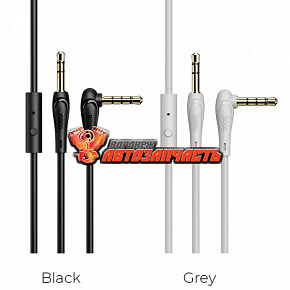 Аудио кабель Hoco UPA15, AUX, Jack 3.5-Jack 3.5, 1м, серый , с микрофоном
