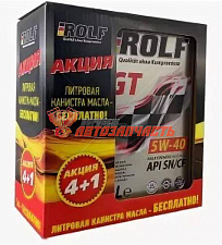 Масло моторное Rolf GT 5w40  4л SN/CF  АКЦИЯ 4+1   VW 502.00/505.00 МВ 229.5