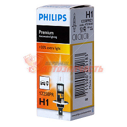 Лампа галогенная H1 12V 55W +30% Philips Premium 
