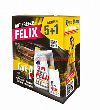 Антифриз FELIX Type-D G12++ желтый 5кг+1кг(RENAULT, NISSAN, CITROEN, PEUGEOT)