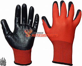 Перчатки нейлоновые оранжевые с черным полимерным покрытием !