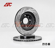 Диск переднего тормоза 2112 R14 вентилируемый АТС (перфор. проточка) АТС-SPORT черн. (в упак. 2 шт.)