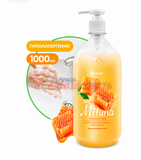 Мыло жидкое для рук Milana молоко и мёд с дозатором (флакон 1000мл)