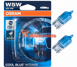 Лампа 12V W5W W2,1x9,5d (белая,безцокольная,номер,габариты,поворот) OSRAM (б-р 2шт) Cool Blue +20% 