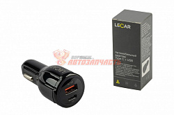 Адаптер в прикуриватель для USB / 1хType C + 1хUSB 2.1А в прикуриватель 12/24В