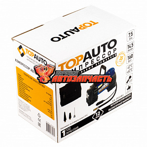 Компрессор TOP AUTO КА-3503Ф, ФОНАРЬ светодиодный (35л/мин, до 7,5 Атм/110PSI, универсальные насадки