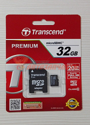 Карта памяти Transcend MicroSD 32Gb class 10 с адаптером