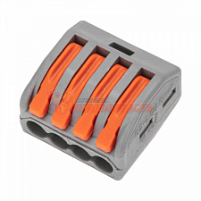 Универсальная клемма СМК 222-414, 4-проводная серая 0,08-2,5/4 мм² (50 шт/уп) REXANT