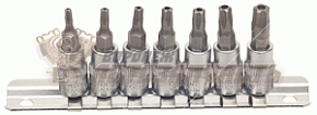 Набор головок торцевых TORX  7 предметов TS10,15,20,25,27,30,40 (DR1/4 ,5 лучей) АвтоDело на планке