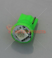 Лампа светодиодная 12V W5W T10 зеленый квадрат (-5050-1SMD-A 12V COLOR G) 