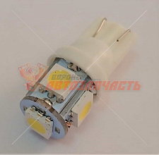 Лампа светодиодная 12V W5W T10 белый T10p-5005L 12V W