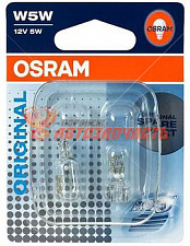Лампа 12V W5W W2,1x9,5d (белая,безцокольная,номер,габариты,поворот) OSRAM (блистер 2шт) 