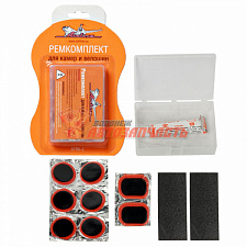 Набор для ремонта камер (заплатки 25х25, инстр. для зачистки, клей-активатор) в кейсе