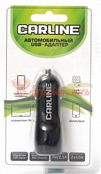 Адаптер в прикуриватель CARLINE® 2хUSB (1A и 2.1А) (чёрный)