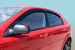 Дефлекторы на боковые стекла Chevrolet Lacetti 2004-н.в./хетчбек/накладные/скотч/к-т 4шт VORON GLASS
