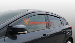 Дефлекторы на боковые стекла Ford Focus III 2011-2019 /хетчбек/накладные/скотч/к-т 4шт./