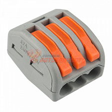 Универсальная клемма СМК 222-413, 3-проводная серая 0,08-2,5/4 мм² (50 шт/уп) REXANT