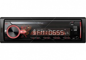 Автомагнитола Five F24R /1din/красная/Bluetooth/USB/AUX/SD/FM/4*50