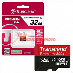 Карта памяти Transcend MicroSD 32Gb Class 10 Premium (200x) без адаптера