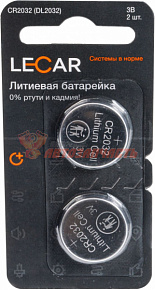 Батарейка CR 2032 LECAR литиевая блистер 2шт LECAR