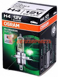 Лампа галогенная H4 12V 60/55W +30% OSRAM ALLSEASON SUPER